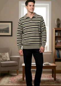 Reebok Striped Collared Sweater