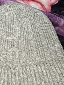 Gray Knit Beanie Hat