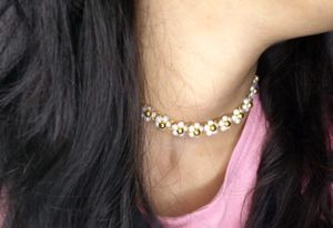 Korean Inspired Floral Pearl Choker &amp; Earrings Set