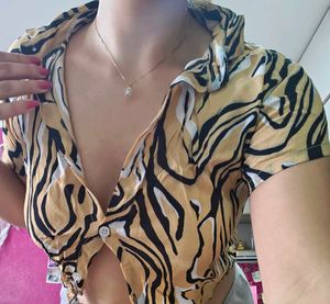 Tiger Stripe Cropped Button-Up