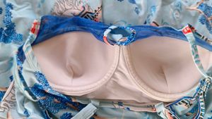 Blue Patterned One Piece Swimsuit