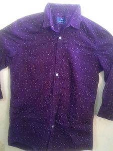 Allen Solly Purple Cotton Casual Shirt, Size 38
