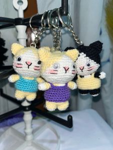 Crochet Handmade Amigurumi Kitty Cat Keychain