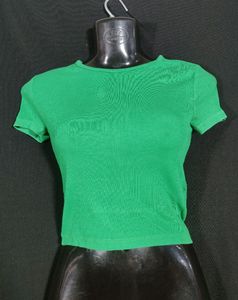 H&M Green Ribbed Crop Top