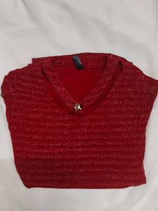 Red Top with Unique Cutout Neckline