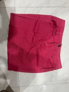 Pink Denim Short Skirt