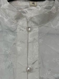 White Button Up Mandarin Collar Blouse
