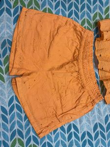 Orange Eyelet Two-Piece Set
