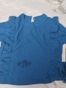 Blue Ruffle Top
