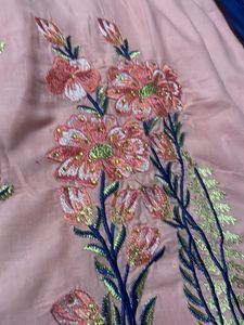 Pink Beautiful Thread Work Kurti With Pant Dupatta