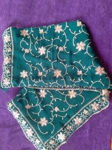 Embroidered Gorgette Silk Saree
