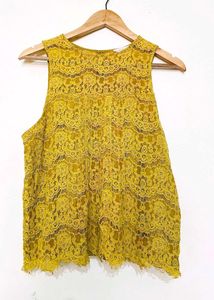 SOPHIE RUE Mustard Sleeveless Net Top