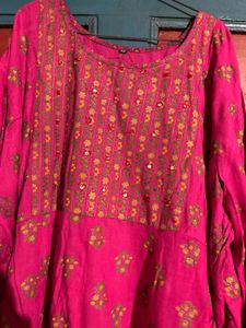 Festive Pink Floral Kurti