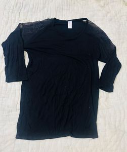 Black Sheer Sleeve Top