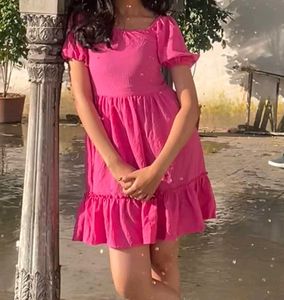 Pink Ruffle Mini summer Dress