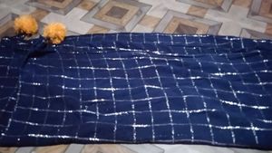 Navy Blue Sequined Fabric