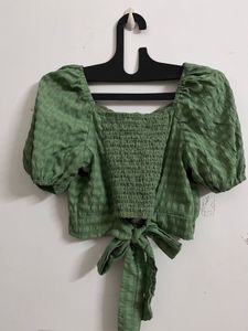Green Puff Sleeve Top