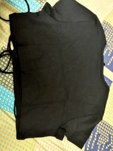 Black Crop Top with Waist Tie