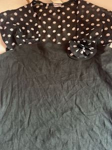 Polka Dot Top with Flower Detail