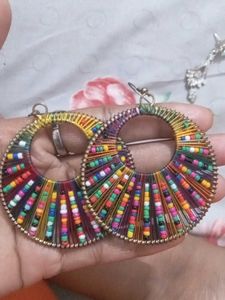 Boho Beaded Hoop Earrings