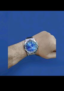Lime Stone Free Size Silver Watch