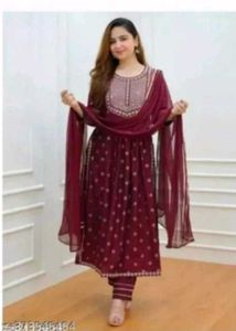 Elegant Maroon Embroidered Anarkali Dress