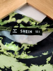 Shein FluorescentGreen Printed Western Dress(Women