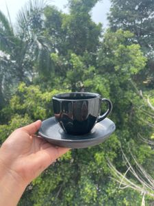 Black Ceramic Cup & Saucer