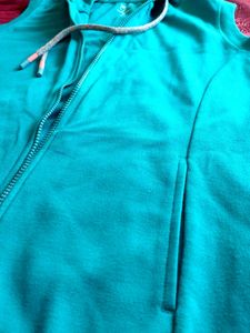 Teamspirit Zipper Sleeveless Hoodie Girls Teal Blu