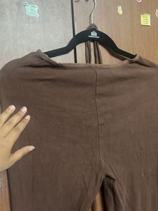 Brown Tie Detail Lounge Pants