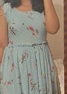 Floral Print Light Blue Dress