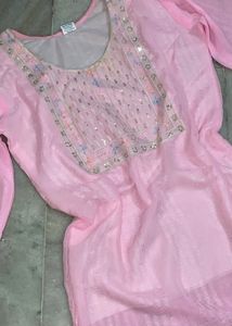 Pink Embellished Kurta