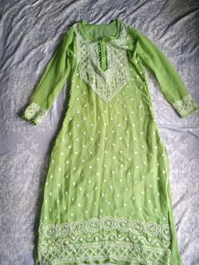 Lime Green Embroidered Kurti🌿💚✨