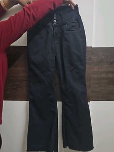 Charcoal coloured bootcut denim jean
