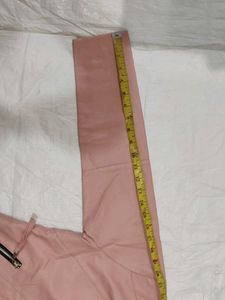 Pink Faux Leather Moto Jacket