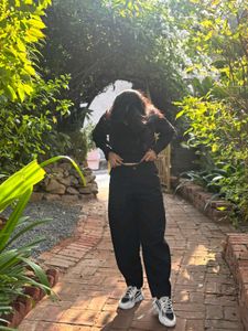 Stylish Black Wide-Leg Pants and top