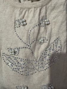 Beige Embellished Top