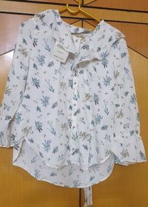 Floral Print Ruffle Blouse