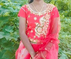 Red Embroidered Blouse Lehenga