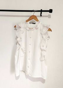 Zara White Ruffle Top