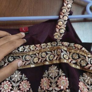 Plum Embroidered Pant Set