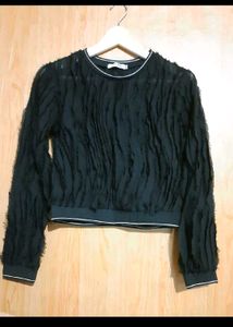 Fuzzy Black Long Sleeve Top