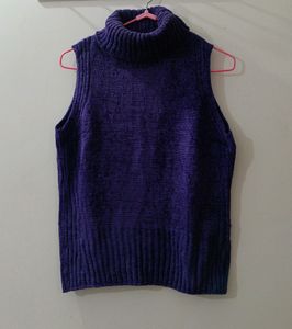 Purple Turtleneck Sleeveless Top