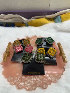 Handmade Embroidered Earrings