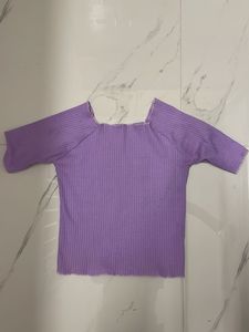 Lavender Ribbed Square Neck Top