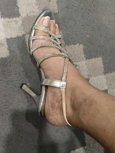 Silver Rhinestone Heels - Size 7