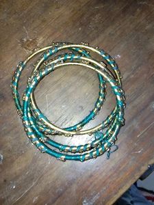 #green Set Of 4 Silk Thread Bangles Grab Now