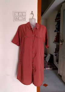 Rust-Colored Button-Down Dress