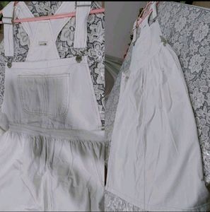 Freestyle White Denim Dungaree For Women