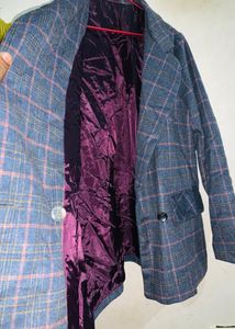 Plaid Blazer with Belt